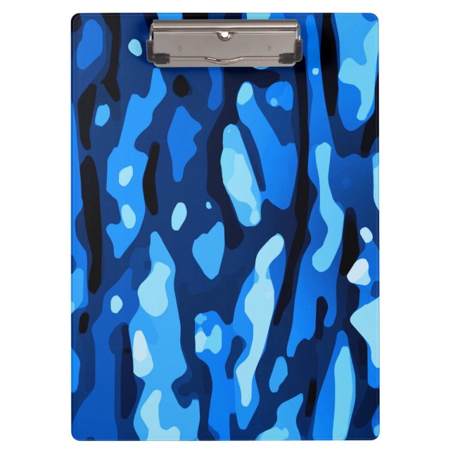 Trendy Blue Camo Abstract Pattern Clipboard (Front)