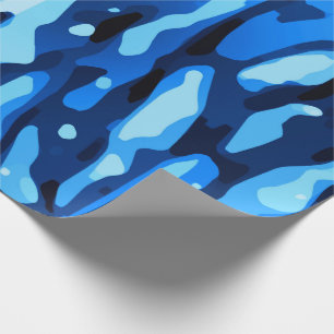Trendy Blue Camo Abstract Pattern Wrapping Paper