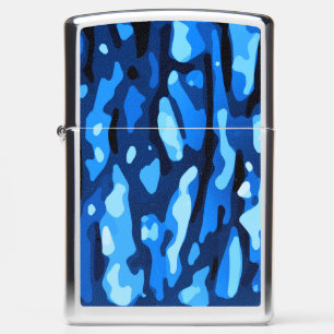 Trendy Blue Camo Abstract Pattern Zippo Lighter