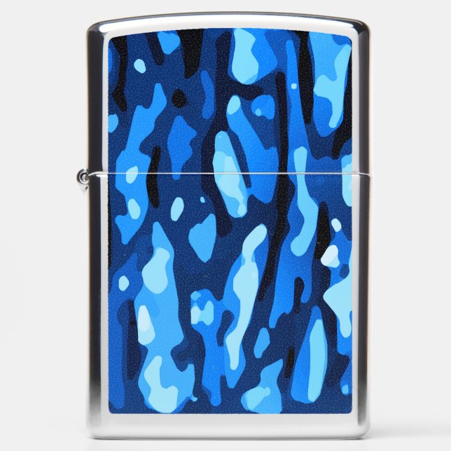 Trendy Blue Camo Abstract Pattern Zippo Lighter (Front)
