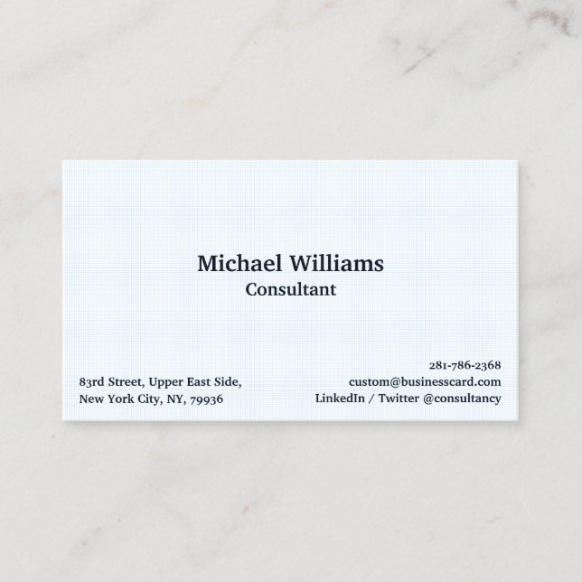 Trendy Blue Checkered Pattern Modern Professional Business Card (Front)