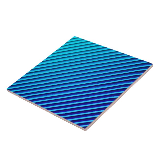 Trendy Blue Color Faux Stripe Ceramic Tile (Side)