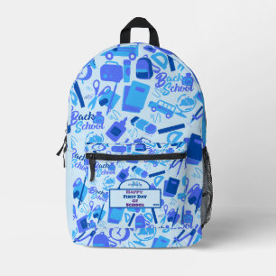 trendy blue Customizable Back to School Pattern Printed Backpack