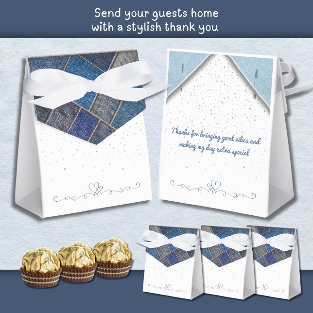 Trendy Blue Denim Birthday Party Favor Box (Trendy Blue Denim Birthday Party Favor Box)