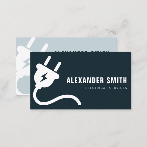 Trendy blue electrical services business card
