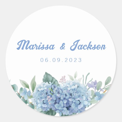 Trendy Blue Floral Wedding Envelope Seals