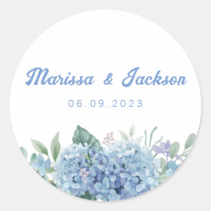 Trendy Blue Floral Wedding Envelope Seals