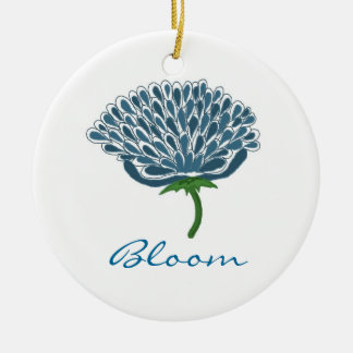 Trendy Blue Flower Ceramic Ornament