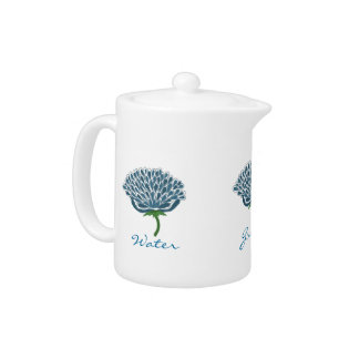 Trendy Blue Flower Design Teapot