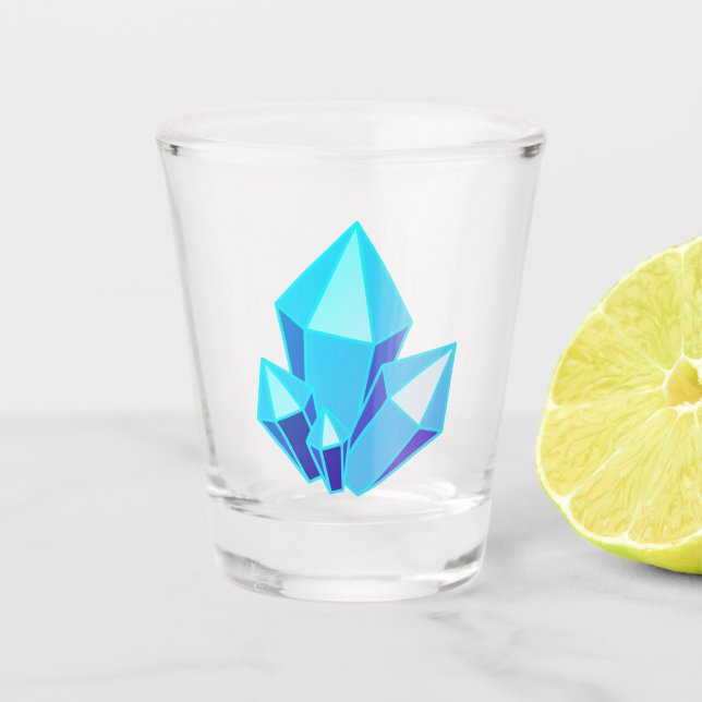 Trendy Blue Geode Gemstone Crystals Shot Glass (Front)