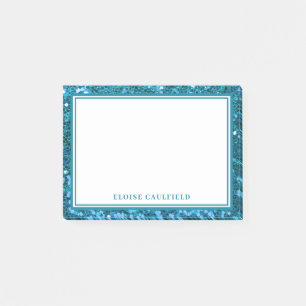 Trendy Blue Glitter Bridesmaid Name Favor Post-it Notes