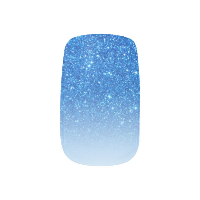 Trendy Blue Glitter Ombre Elegant Girly Minx Nail Art (Right Thumb)
