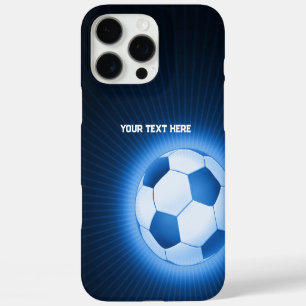 Trendy Blue Glowing Soccer Best Sport Gifts iPhone 16 Pro Max Case