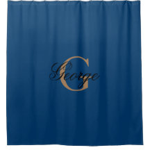 Trendy Blue Gold Stylish Monogram Modern