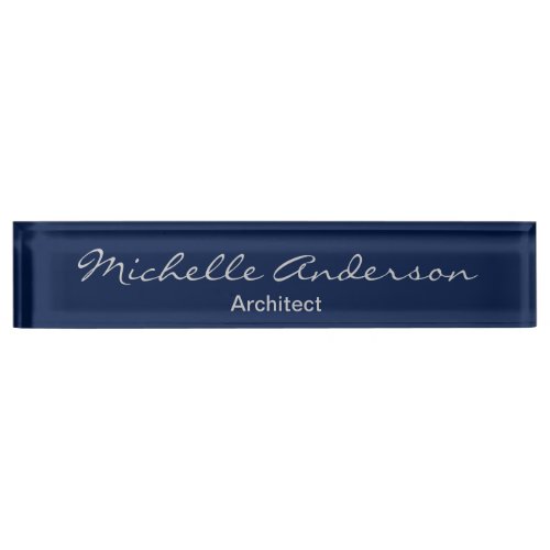 Trendy Blue Gray Script Architect Nameplate