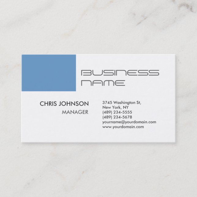 Trendy Blue-Gray White Standard Business Card (Front)
