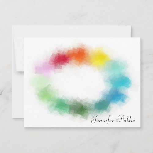 Trendy Blue Green Pink Red Yellow Orange Colorful Note Card