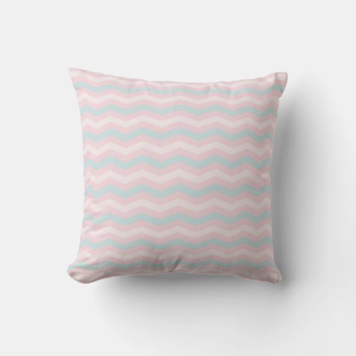 Trendy Blue Green Pink Stripes Pastel Colors Throw Pillow