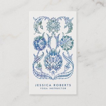 Trendy Blue Green Watercolor Floral Design Business Card by whimsydesigns at Zazzle