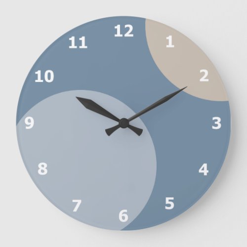 Trendy Blue Grey Neutral Colored Circular Design Large Clock