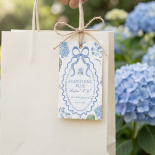 Trendy Blue Hydrangea Bridal Shower Gift Tag