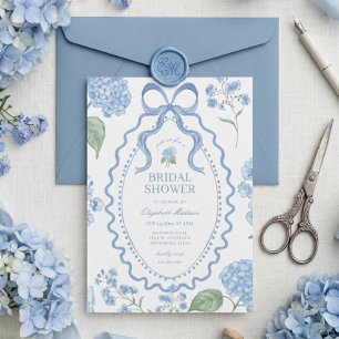 Trendy Blue Hydrangea Bridal Shower Invitation