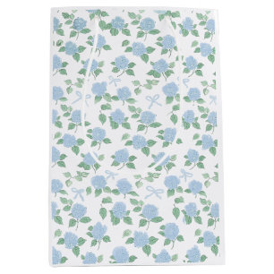 Trendy Blue Hydrangea Medium Gift Bag