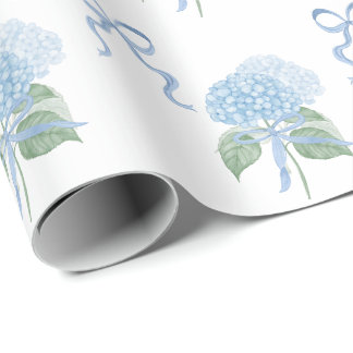 Trendy Blue Hydrangea Wrapping Paper
