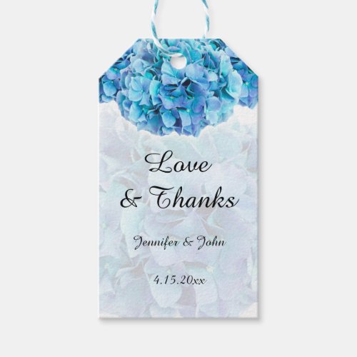 Trendy Blue Hydrangeas Wedding Favor Gift Tag
