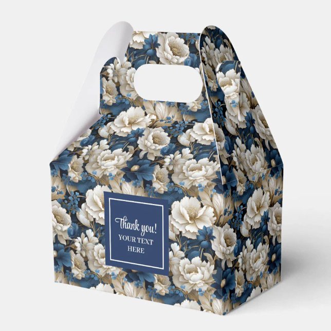 Trendy Blue Ivory Flowers Personalized Favor Box (Trendy Blue Ivory Flowers Personalized Favor Box)