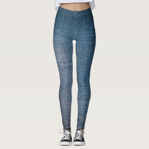 Trendy Blue Jeans Pattern Leggings