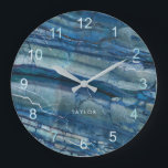 Trendy Blue Marble Look Large Clock<br><div class="desc">This elegant,  modern clock features soft blue numerals on a rich,  blue marble look background.</div>