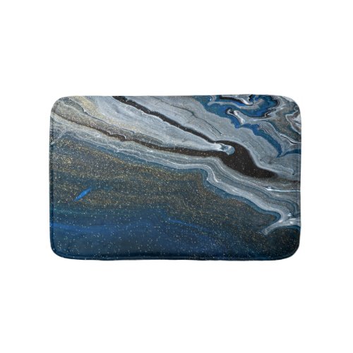 Trendy Blue Marble Pattern Bath Mat