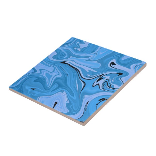 Trendy Blue Marble Stone - Abstract Texture Ceramic Tile (Side)