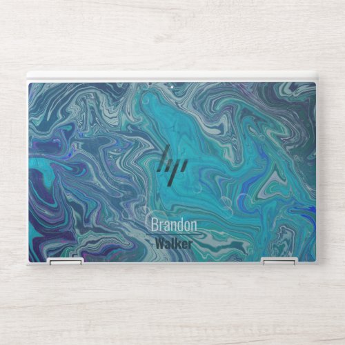 Trendy blue marbling design HP laptop skin