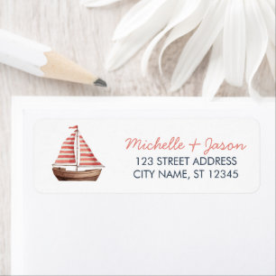 Trendy Blue Nautical Anchor Wedding Return Address Label