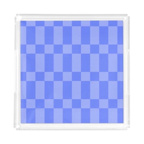 Trendy Blue Offset Checker Pattern Acrylic Tray