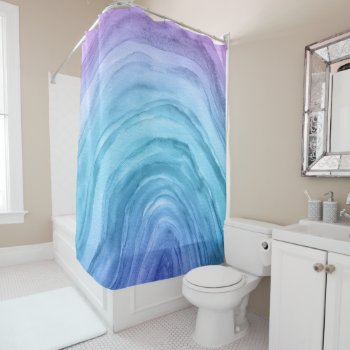 Trendy Blue Ombre Agate Ii Watercolor Pattern Shower Curtain by blueskywhimsy at Zazzle