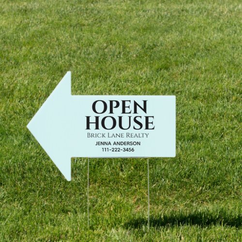 Trendy Blue Open House Contact Info  Sign