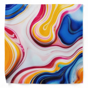 Trendy Blue Pink yellow white faux marble Bandana