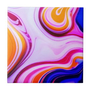 Trendy Blue Pink yellow white faux marble Ceramic Tile