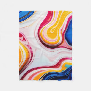Trendy Blue Pink yellow white faux marble Fleece Blanket