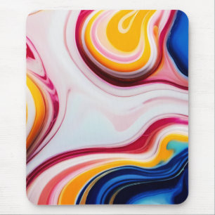 Trendy Blue Pink yellow white faux marble Mouse Pad