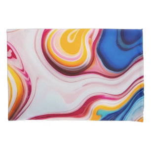Trendy Blue Pink yellow white faux marble Pillow Case