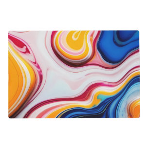 Trendy Blue Pink yellow white faux marble Placemat