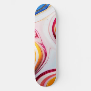 Trendy Blue Pink yellow white faux marble Skateboard