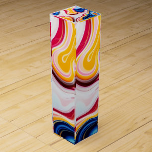 Trendy Blue Pink yellow white faux marble Wine Box