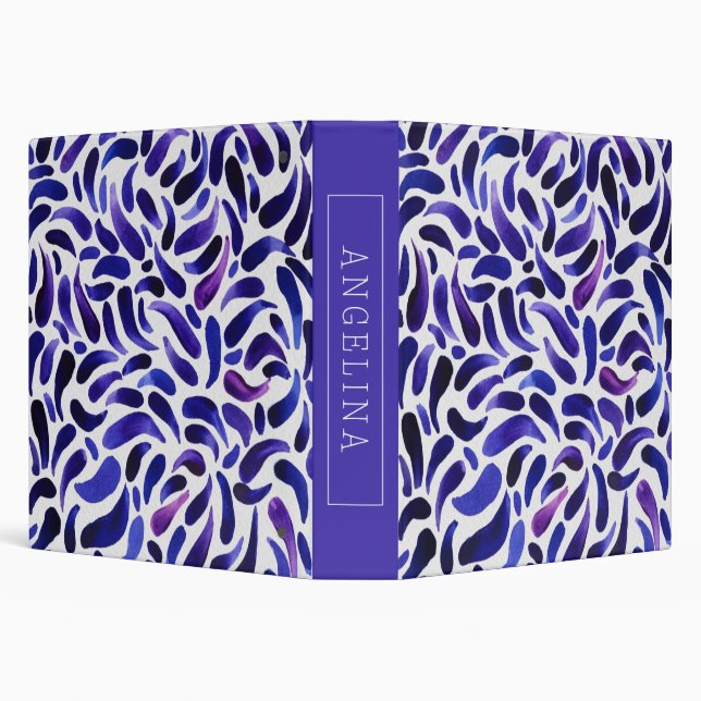 Trendy Blue & Purple Brush Stroke 3 Ring Binder (Background)