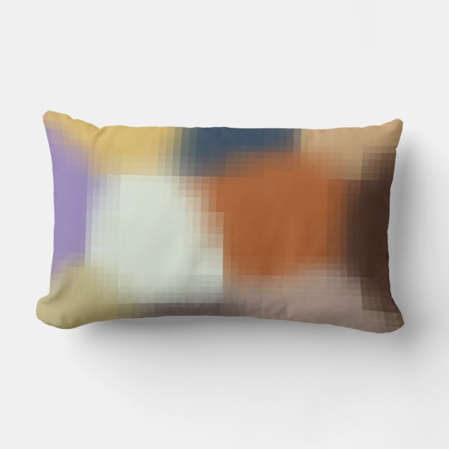 Trendy Blue Purple Orange Beige Stylish Pattern Lumbar Pillow (Front)
