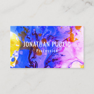 Trendy Blue Purple Yellow Modern Abstract Elegant Business Card